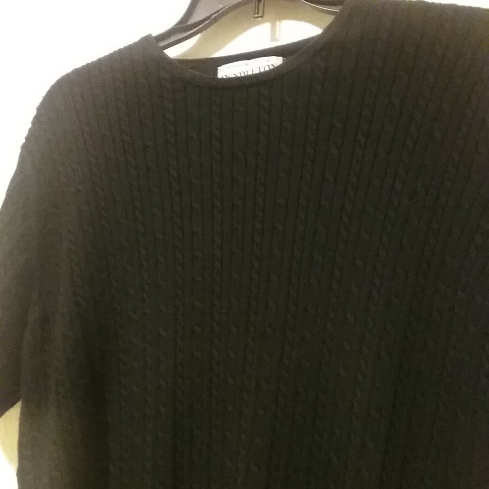 Vintage Pendleton Black 100% Cotton Cable Knit Sweater - Picture 4 of 13